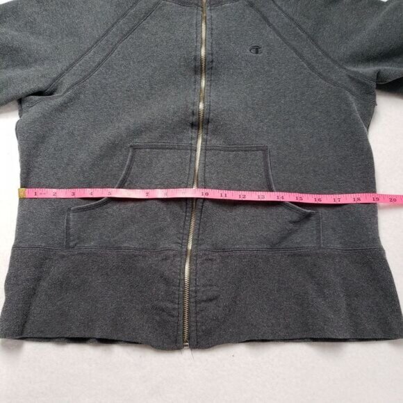Champion Jacket Women XL Gray Fleece Full Zip Sweatshirt Yoga Workout Y2k Fitted - Picture 5 of 16